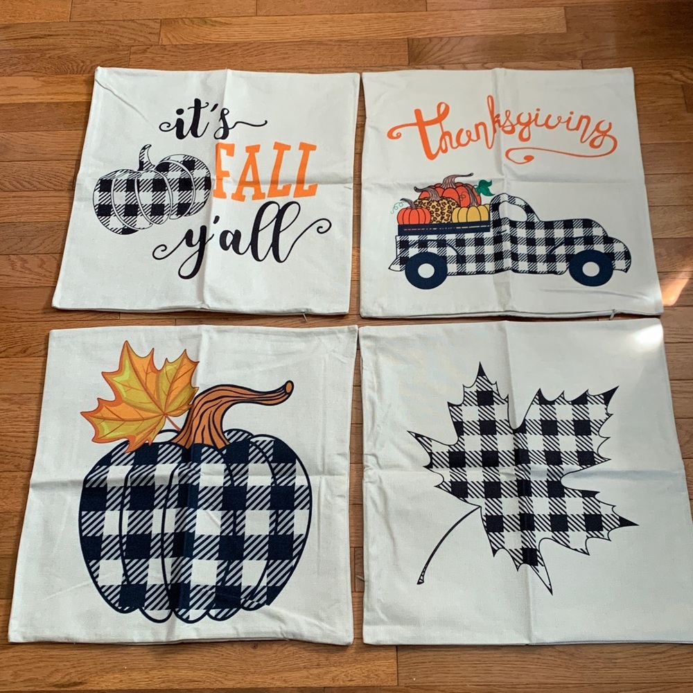 3/$15 Fall and Thanksgiving Black Buffalo Plaid Pillow Covers 18x18 inches